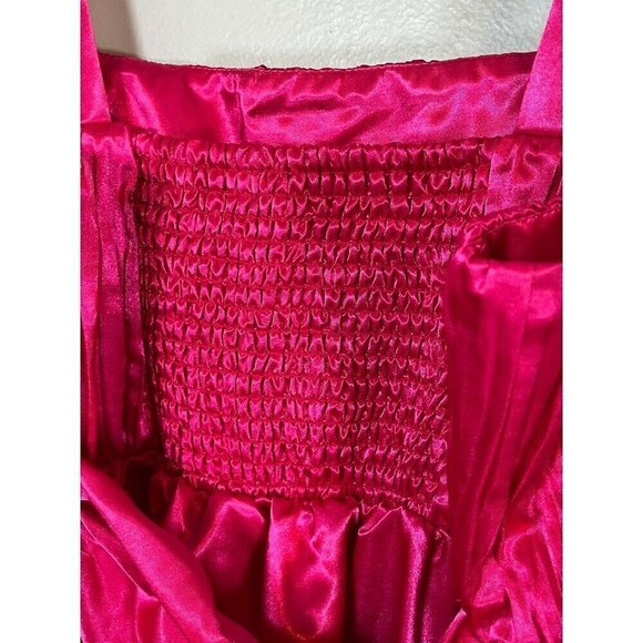 Anthropologie Dress 14 Maeve Pink Satin Mini Bow Tie Feminine Retro Sexy Vegas - Picture 11 of 16